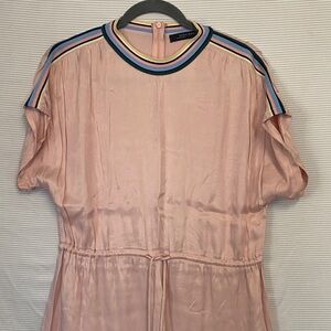 Zara Blush Dress with Multicolor Striped Collar